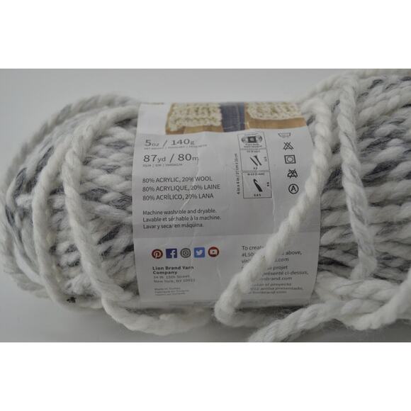 Lion Brand Yarn-Wool Ease Thicks & Quick Yarn Marbel Gray Art and Crafts - Picture 5 of 6